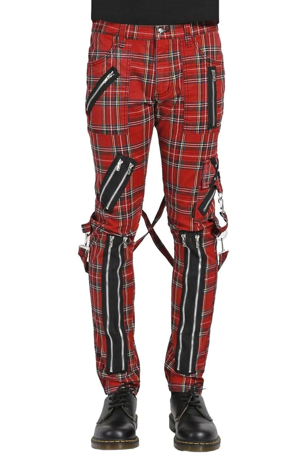 Tripp NYC Mens Punk Bondage Pants [Red Plaid] 30