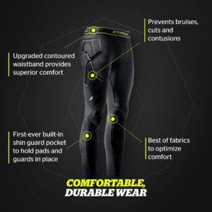 Storelli BodyShield Goalkeeper Leggings 3, High-Impact Protection, Sweat-Wicking, UV-Resistant Athletic Bottoms for Soccer & Heavy-Duty Sports | Black | Medium