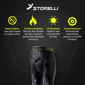 Storelli BodyShield Goalkeeper Leggings 3, High-Impact Protection, Sweat-Wicking, UV-Resistant Athletic Bottoms for Soccer & Heavy-Duty Sports | Black | Extra Large