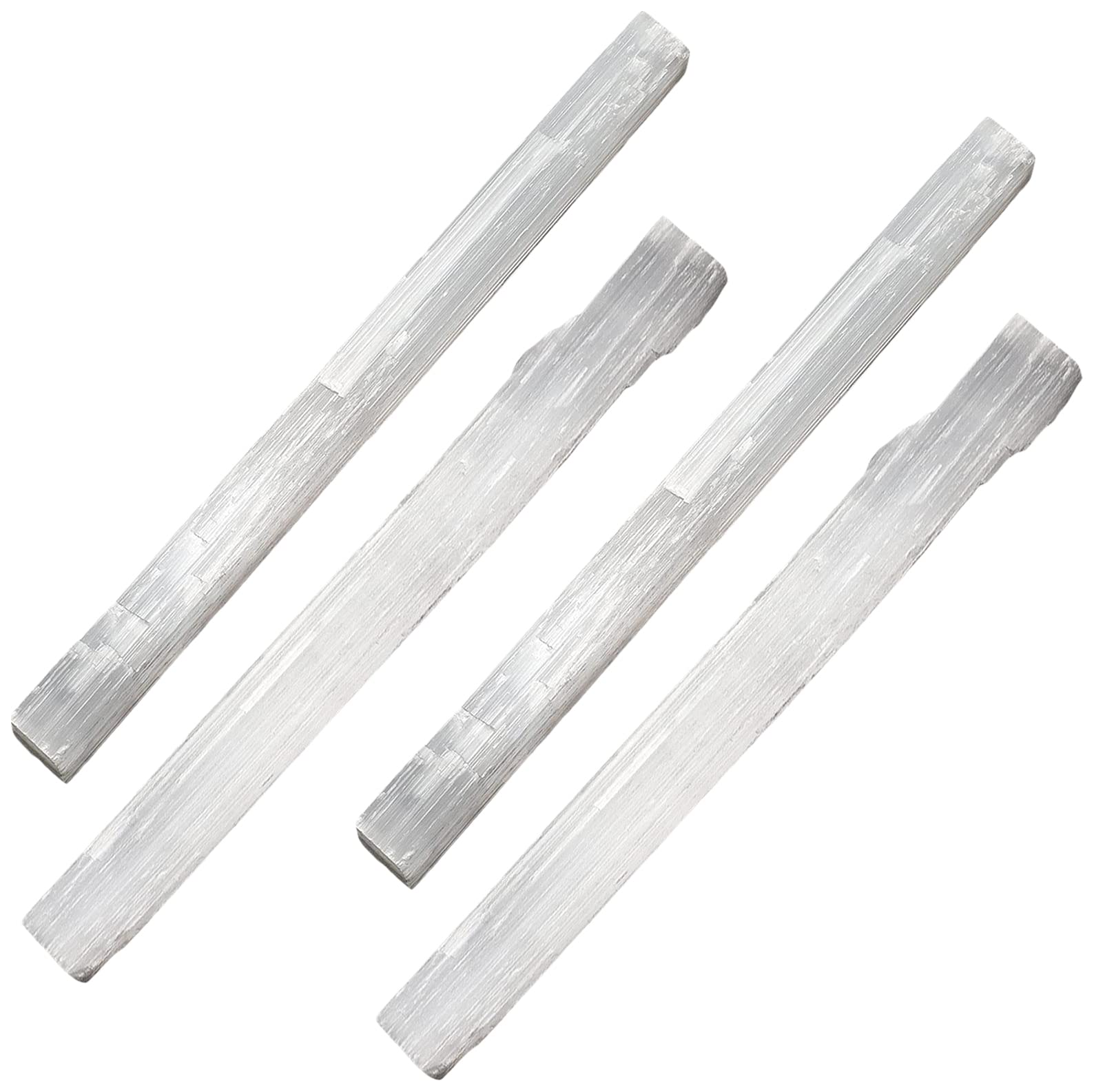 Crystal Selenite Wands Large Selenite Wands Bulk 8 Inch Healing Selenite Sticks Energy White Long Healing Stone for Yoga Reiki Cleansing and Protection (4 Pieces)