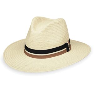 wallaroo hat company – men’s turner fedora – wide brim straw hat with upf 50+ sun protection for summer and outdoors (ivory, large/extra large)