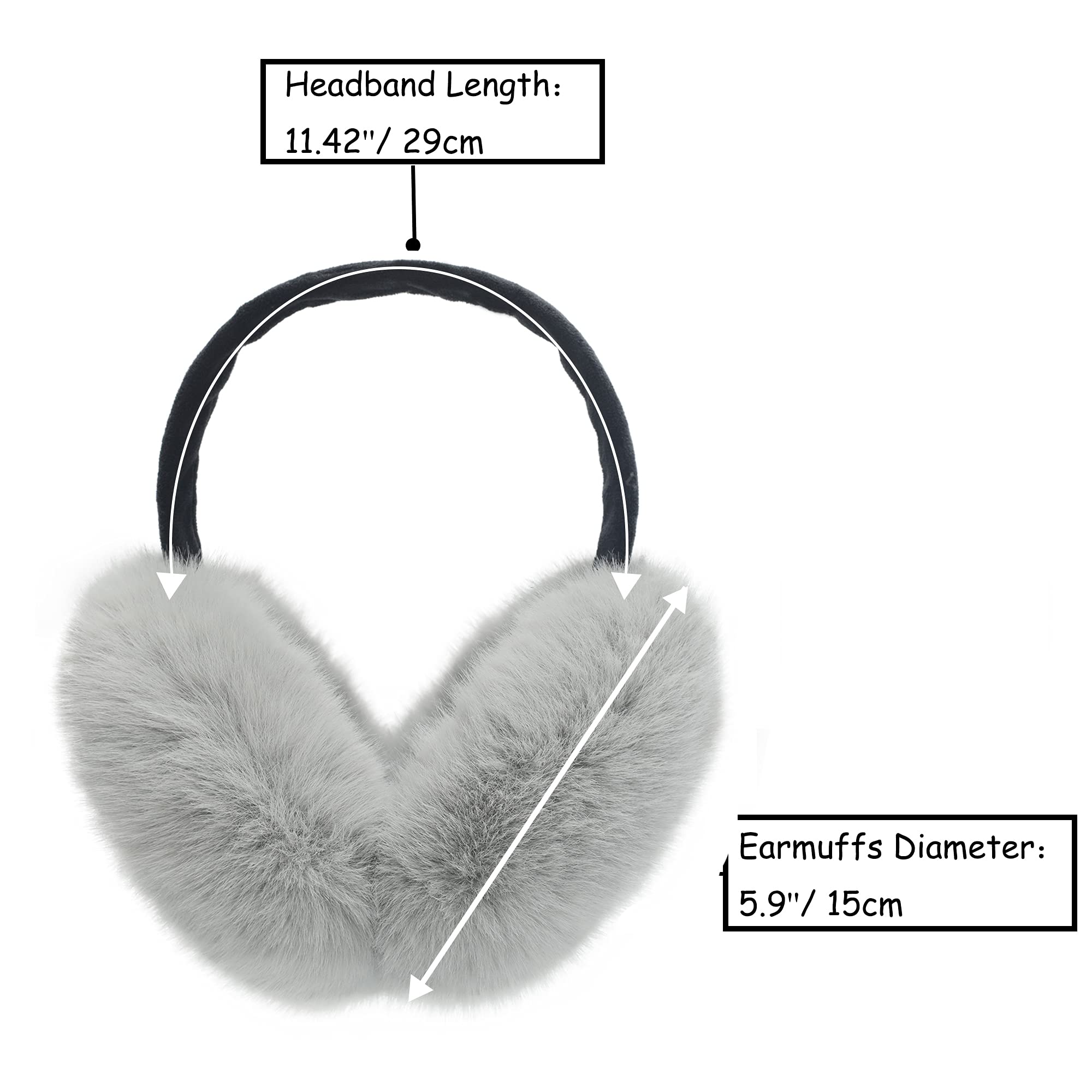 ZLYC Winter Faux Fur Foldable Earmuffs Cute Fuzzy Ear Muffs for Women Girls (Greyish Green)