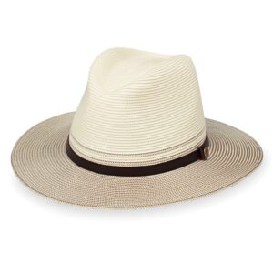 wallaroo hat company men’s carter fedora – upf 50+ sun protection, wide brim, packable design and adjustable sizing – sun-smart hat for resort, travel and outdoor events (large/x-large, ivory/stone)