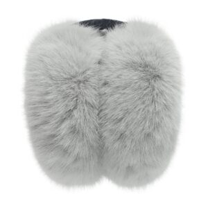 ZLYC Winter Faux Fur Foldable Earmuffs Cute Fuzzy Ear Muffs for Women Girls (Greyish Green)