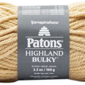 Patons Highland Bulky Yarn Ochre 244713-13007 (6-Skeins) Same Dye Lot Weight S Bulky #6 Soft 75% Acrylic, 25% Wool Bundle with 1 Artsiga Craft Bag