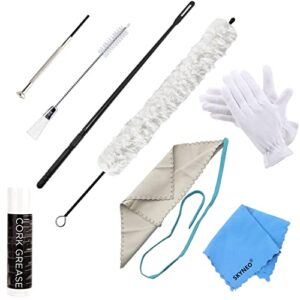 Flute Cleaning Kit Include 1pc Cotton Cleaning Brush, Flute Swab, Double-End Dust Brush,Flute Cleaning Rod, Screwdriver for Flute Repairing,Cork Grease, a Pair Cotton Gloves, 1pc Flute Cleaning Cloth