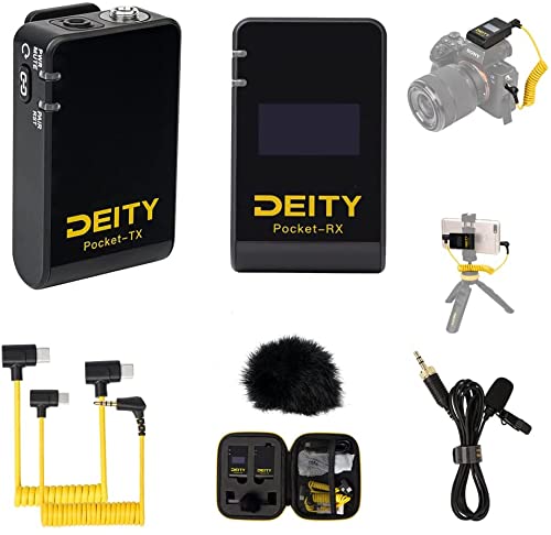 Deity Pocket Wireless Microphone System (Pocket TX + Pocket RX) OLED Display 3.5 mm Audio Input Compatible with DSLR Cameras, camcorders, Android Smartphones, Laptop, PC Black