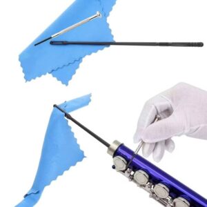 Flute Cleaning Kit Include 1pc Cotton Cleaning Brush, Flute Swab, Double-End Dust Brush,Flute Cleaning Rod, Screwdriver for Flute Repairing,Cork Grease, a Pair Cotton Gloves, 1pc Flute Cleaning Cloth