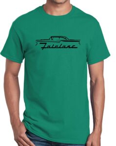 1957 1958 1959 ford fairlane hardtop classic outline design print tshirt x-large kellygreen