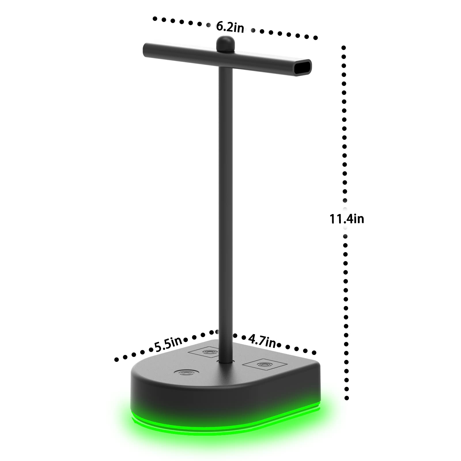 BGMUTCX RGB Dual Headphone Stand with USB Charging Port, Desk Gaming Double Headset Holder，Durable Hanger Rack-Suitable for Desktop Table, Game, DJ, Earphone, PC, PS4, PS5, Xbox Gamer Accessories