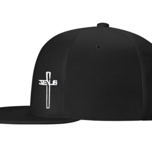 Snapback Hats for Men,Jesus Christian Cross Flat Brim Bill, Embroidery Adjustable Hip Hop Plain Baseball Cap