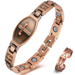 vicmag copper magnetic bracelet for women 99.9% solid pure copper strong magnets jewelry gift adjustable length