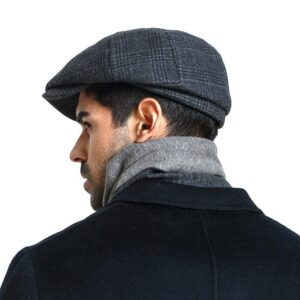 Men’s Vintage Newsboy Gatsby Hat Blend Wool Flat Ivy Cabbie Autumn Winter Cap Boyfriend Gift (XXL)