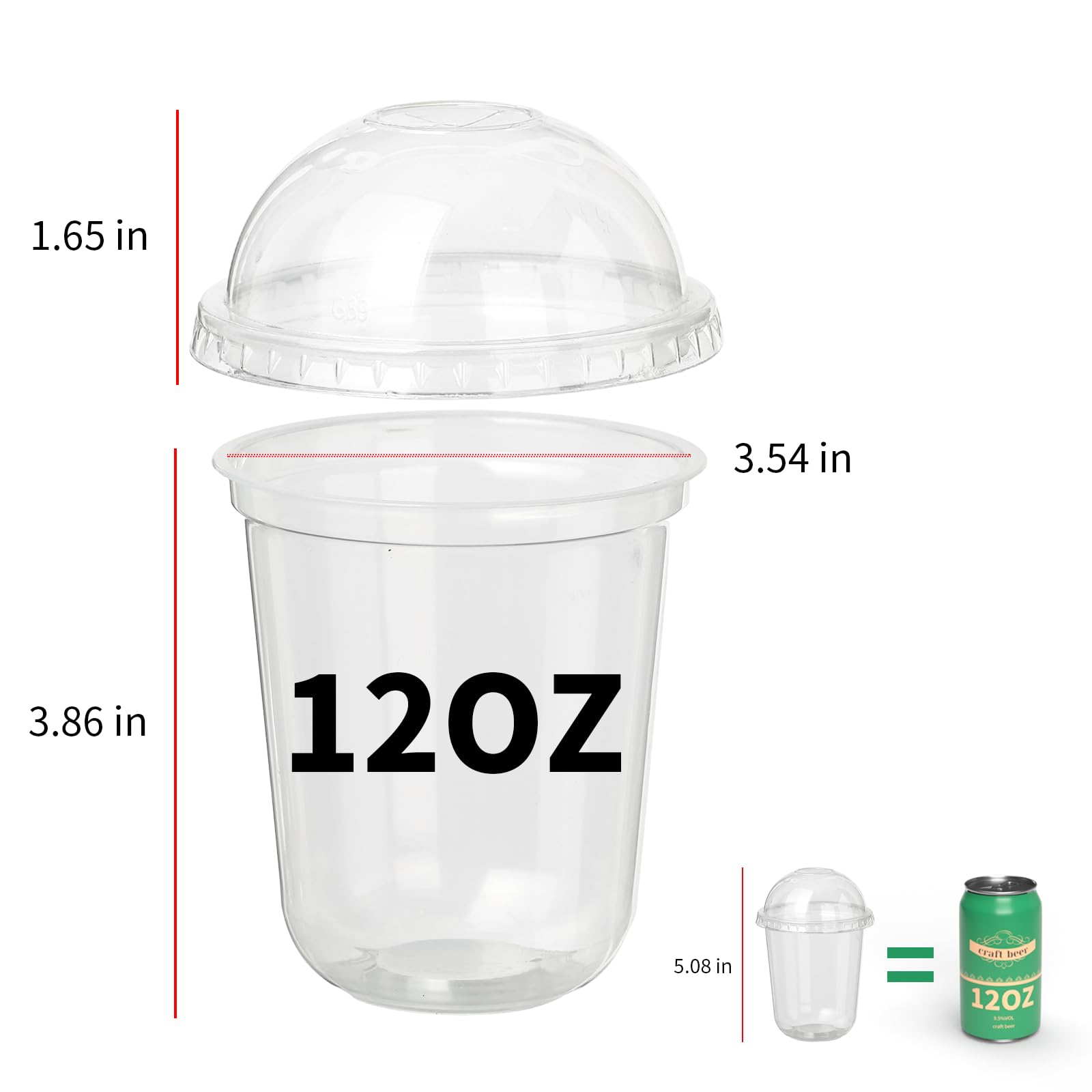 Songtaste 50 Pcs Disposable Plastic Cups,12 Oz Clear Plastic Parfait Cups with Dome Lids and No Hole,Dessert Yogurt Fruit Cups for Kids,Take Away Breakfast and Snacks,Cold Drinks,Ice Cream,Fruit Iced