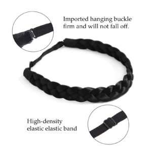 STHEJFB Braid Headband 2 3 Strands combinations Messy Wide Chunky Fluffy Elastic Stretch Hairpiece Braided Headband Women Girl Beauty accessory (Black 1B)