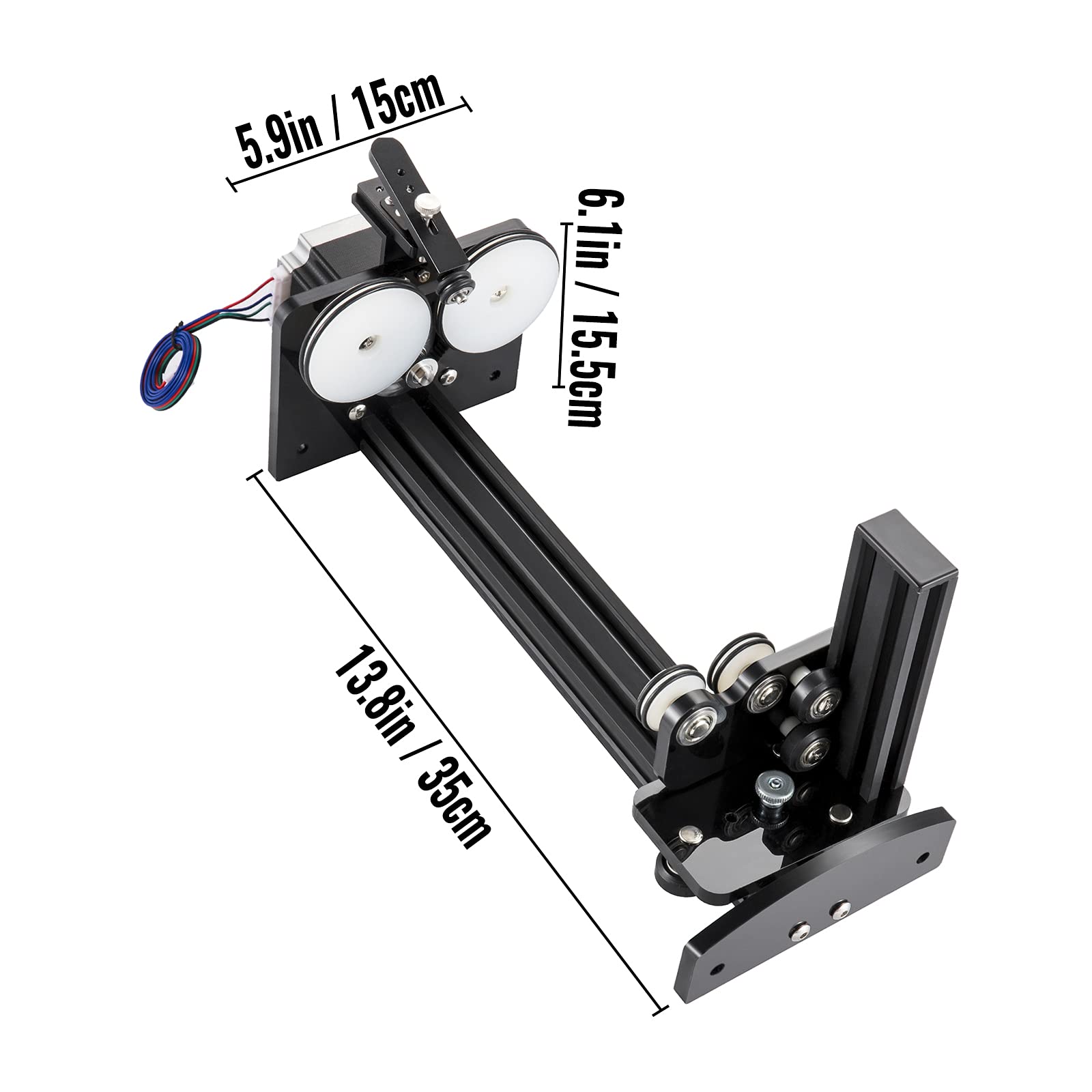 VEVOR Rotary Axis Attachment, 4 Wheels Laser Rotary Attachment, 57 Stepper Motor Laser Cutter Rotary, 50 mm-350 mm Carve Length for Engraving Cutting Machine Spherical Carving Cylinder Carving