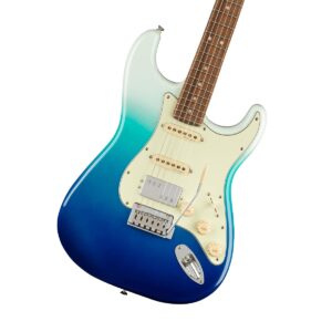 fender player plus stratocaster electric guitar, belair blue, pau ferro fingerboard