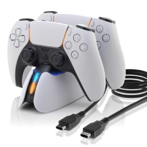 PS5 Controller Charging Station, Fast Charging PlayStation 5 Dualsense Charging Station with LED Indicator White