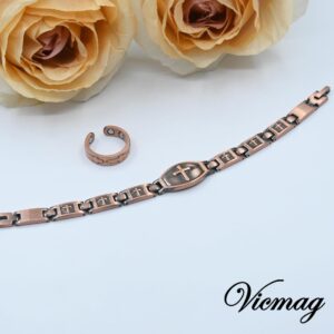 Vicmag Copper Magnetic Bracelet for Women 99.9% Solid Pure Copper Strong Magnets Jewelry Gift Adjustable Length