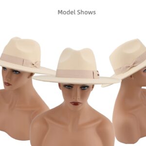 Pro Celia Big Wide Brim Women Fedora Hat (Rice)