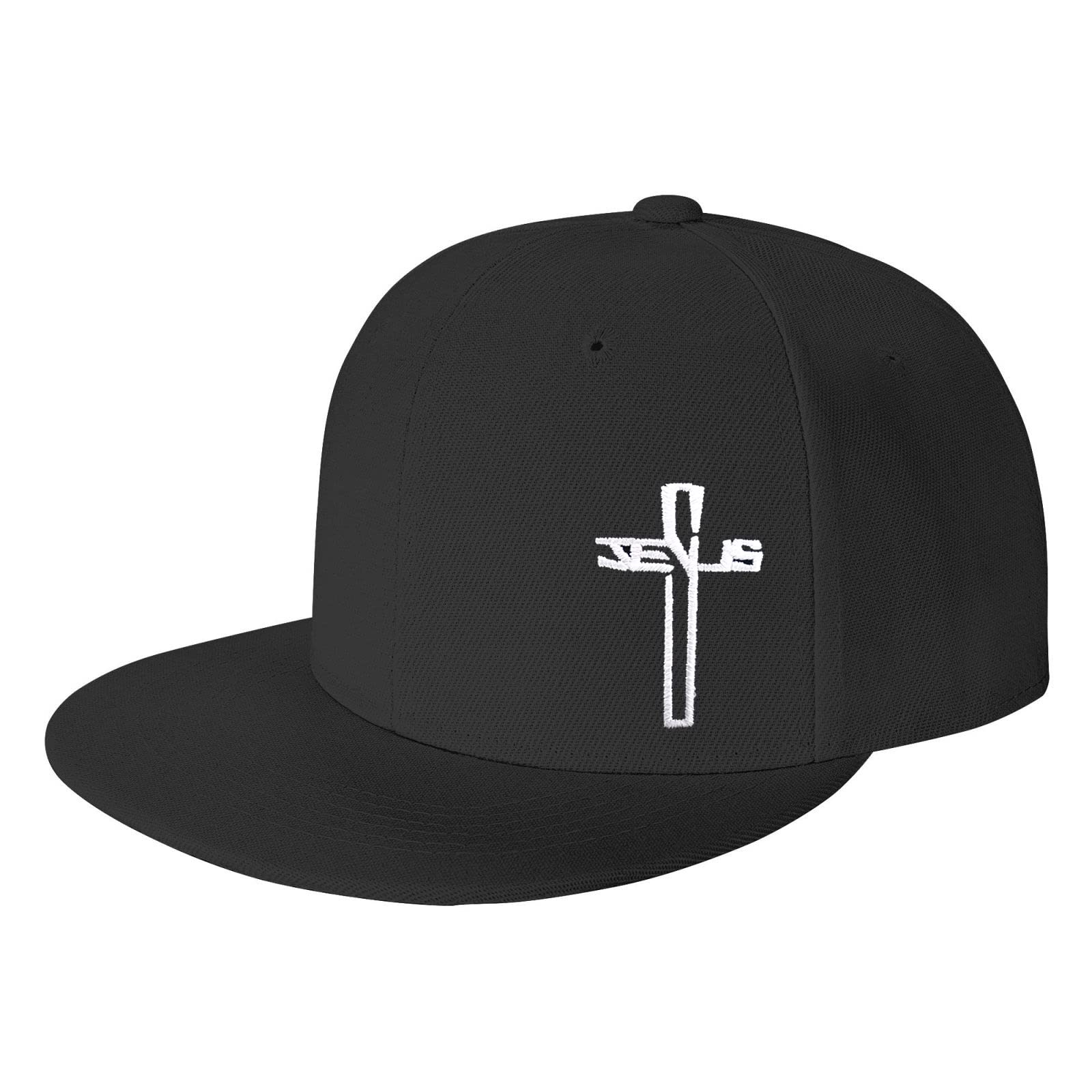 Snapback Hats for Men,Jesus Christian Cross Flat Brim Bill, Embroidery Adjustable Hip Hop Plain Baseball Cap