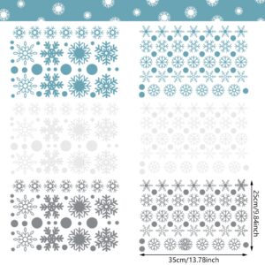 Outus 249 Pcs Snowflake Windows Decorations Clings Stickers Winter Window Snowflake Decals Wall Ornaments for Xmas Frozen Party Home Shop Window Display(Blue, Grey, White)