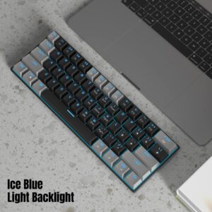 MageGee 60% Mechanical Keyboard with Red Switches and Sea Blue Backlit Small Compact Portable 60 Percent Gaming Keyboard Gamer(Grey Black)