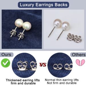 Pearl Stud Earrings for Women 925 Sterling Silver Sensitive Genuine 6mm White Real Round Freshwater Cultured Pearls Everyday Earrings Studs Ladies