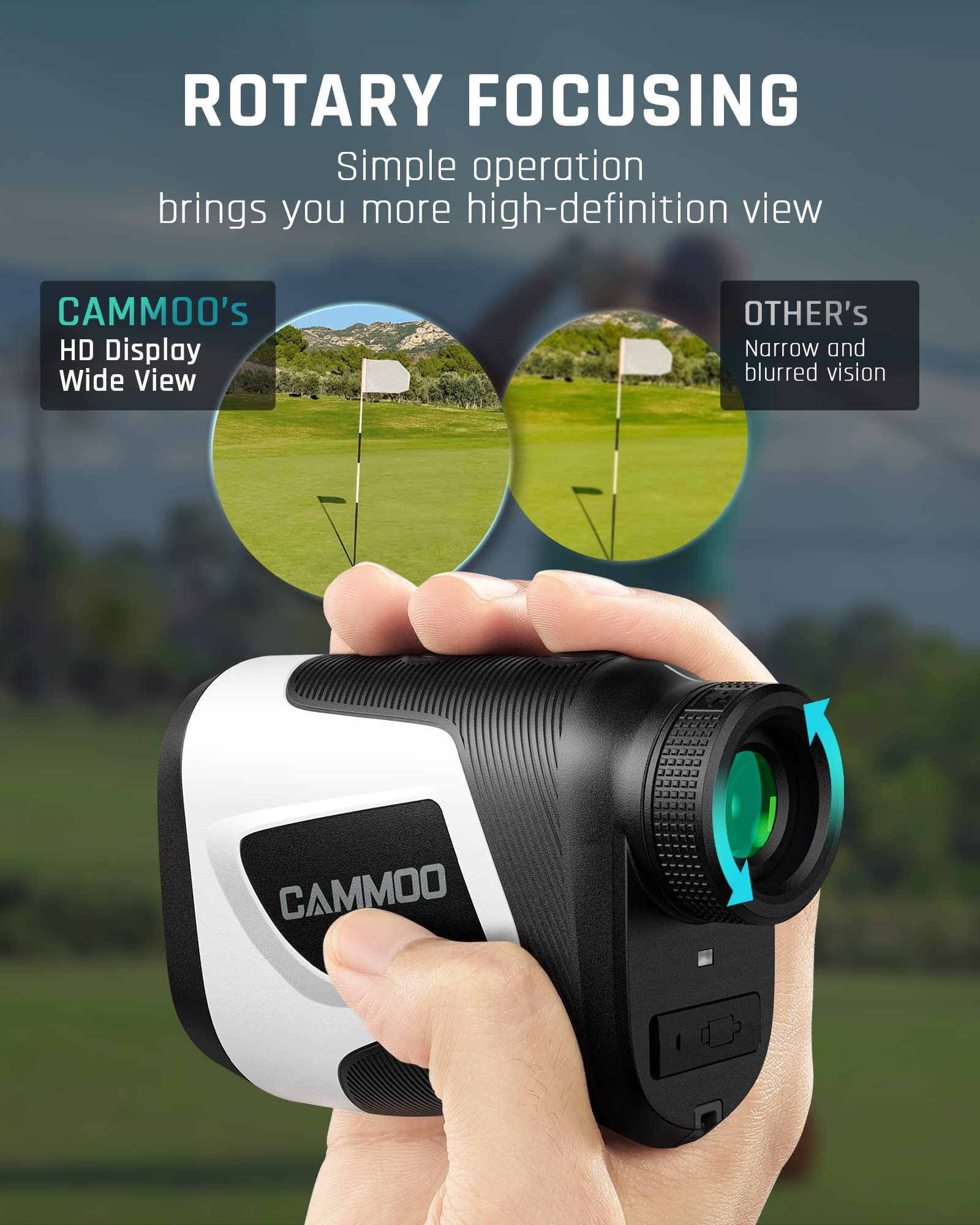 CAMMOO Golf Hunting Rangefinder with Slope, 1100Y Range Finder Golfing with 5 Mode, 6X Magnification, USB Charging, Clear&Accurate Measurement,Vibration Alert, for Hunting,Golfing, Measurement - M1000