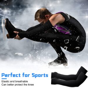 Skylety 2 Pairs Arm Sleeves Warmer Cycling Thermal Arm Warmer Arm Sleeves Arm Winter Cover with Thumb Holes for Men Women(Black, Large)