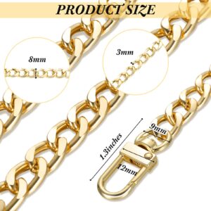 Luinabio 6 Pieces Purse Chain Strap Purse Strap Extender Metal Flat Bag Chain Straps Crossbody Replacement with Buckles Replacement Accessories for Handbags Wallet Clutch Satchel(Bronze, 7.9 Inches)