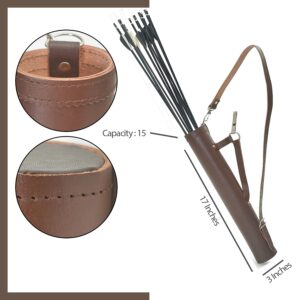 Leather Crafts Archery Back Arrow Quiver -Genuine Leather Arrow Quiver-Traditional Handmade Quiver for Arrows for Hunting & Target Practicing-Adjustable Lightweight & Comfortable (Brown, Cow Leather)