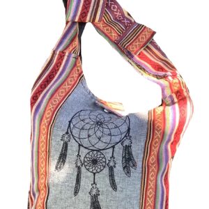 Himalaya Handmade Cotton Shoulder Bag, Unique Tapestry Hippie Crossbody with Dream Catcher Print Hobo Cross body Women bag, Festival bag Sling Boho Bag/Handmade with Love., Multi Colored Orange