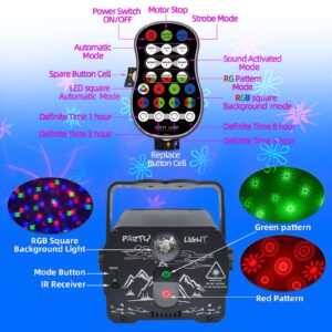 Party DJ Lights with Remote Control, Portable Mini Disco Ball Stage Light, Sound Activated USB Powered Bright RGB Led Projector Strobe Lamp for Room Home Decor Birthday Gift Bar Rave Karaoke Xmas Show