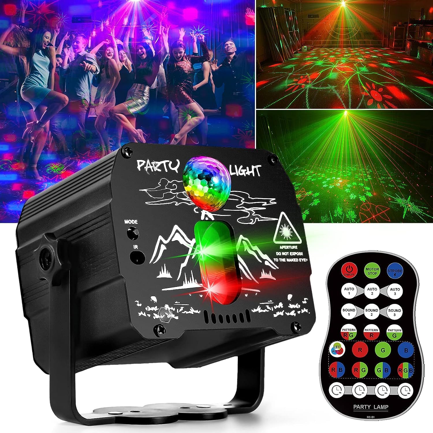 Party DJ Lights with Remote Control, Portable Mini Disco Ball Stage Light, Sound Activated USB Powered Bright RGB Led Projector Strobe Lamp for Room Home Decor Birthday Gift Bar Rave Karaoke Xmas Show