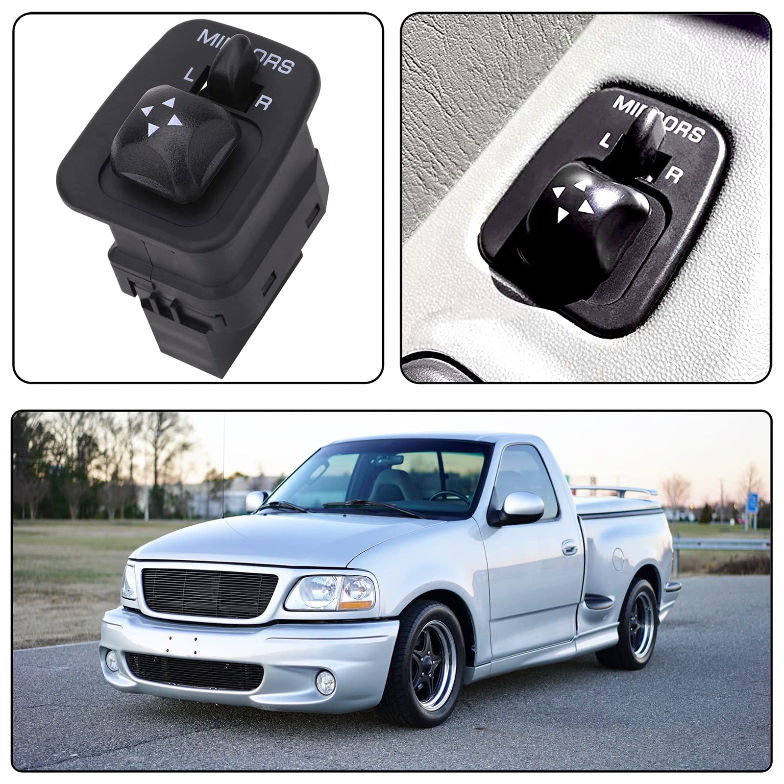 Obaee Mirror Control Switch Button Compatible with Ford F150 F250 F350 Excursion Expedition Escort Thunderbird Windstar Lobo Replaces F65Z17B676AB Front Driver Side Door Power Mirror Control Switch