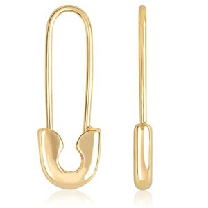 14k yellow gold safety pin earrings for women - pair