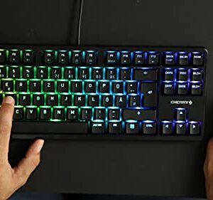 Cherry MX RGB Mechanical Keyboard with MX Red Silent Gold-Crosspoint Key switches for typists, Programmers, Creator, Coder, Work in The Office or at Home G80-3000N RGB (TenKeyLess (TKL)