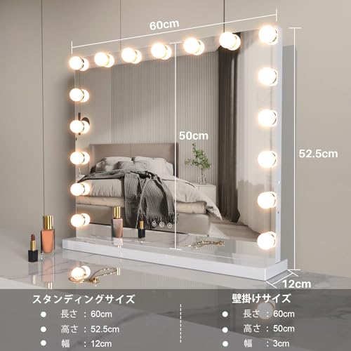 ZL ZELing Vanity Mirror Makeup Mirror with Lights,23.6" x 19.6"Large Tabletop Light up Mirror with 17Bulbs,10X Magnification,USB Charging Port,3 Color Touch Control Dimmable Lights.