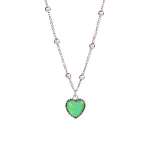 yocoyee color change love heart pendant necklace temperature sense color changing rings glass beaded link chain trendy necklace for women-necklace