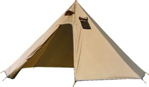 genma0 ultralight 2 person tipi hot tent with fire retardant stove jack for flue pipes with 2 doors brown green (brown-green)