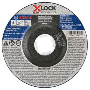 BOSCH GWX27AL500 5 In. x 1/4 In. X-LOCK Metal Grinding Abrasive Wheel 24 Grit Compatible with 7/8 In. Arbor Type 27 for Applications in Aluminum Grinding