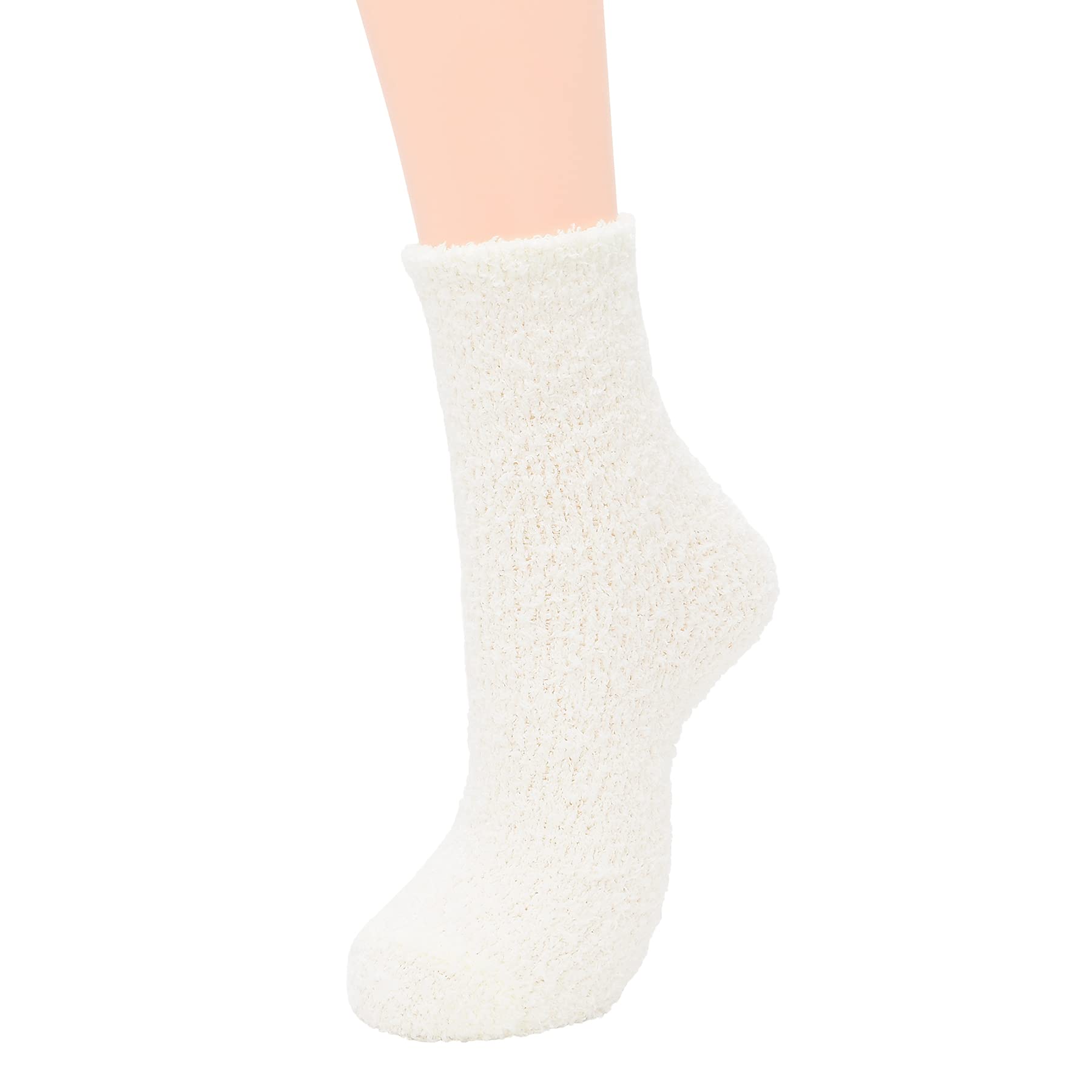 Zando Plush Slipper Socks Warm Winter Socks White Socks Sleep Sofa Slipper Socks Cute Fuzzy Socks Plush Crew Socks Fluffy Ankle Socks Thick Bed Socks Gifts for Women D 5/Pure White One Size