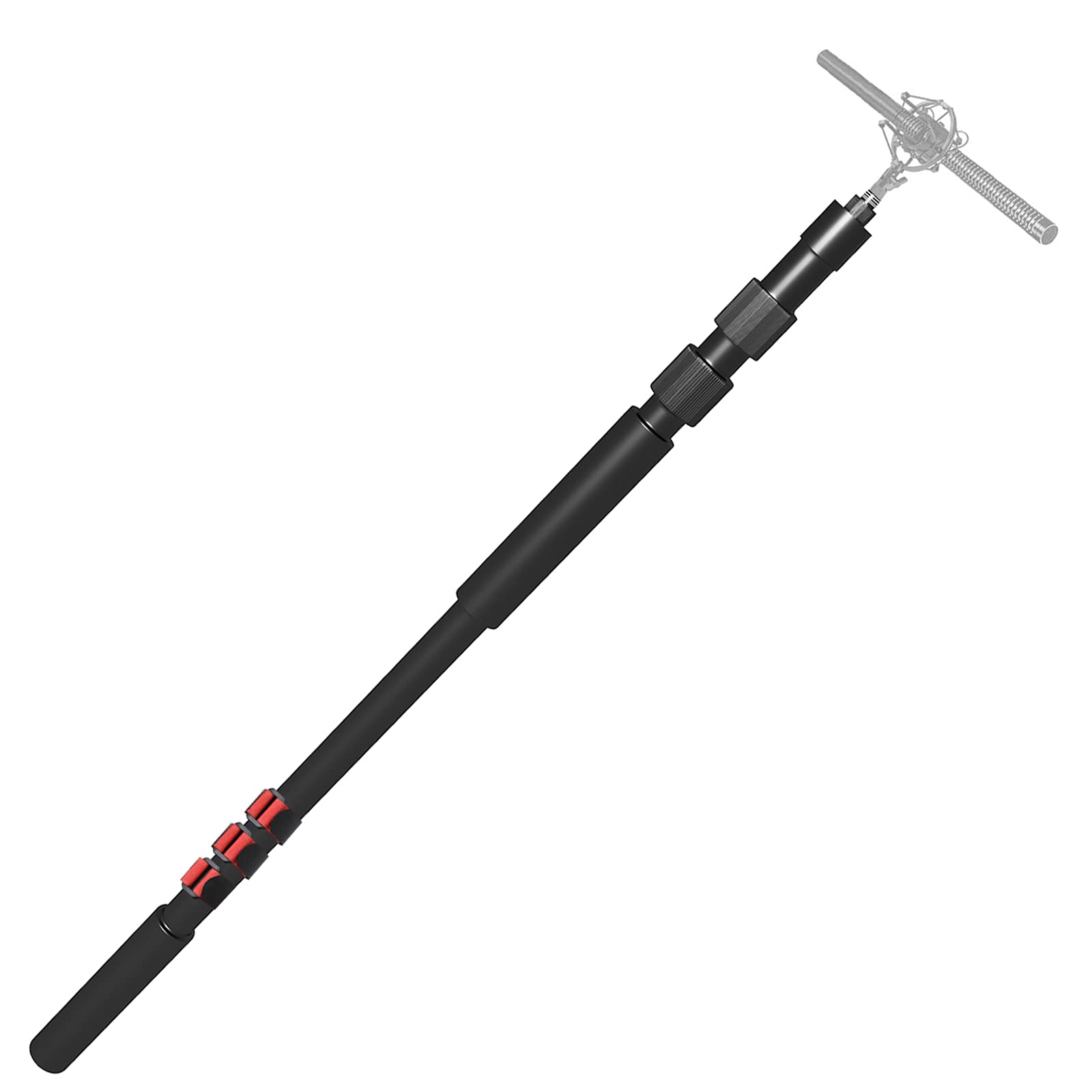 Portable Handheld Boom Pole for Shotgun Mic, 3-Section Extendable Microphone Arm for Filming with 3/8" and 5/8" Threads, 3ft to 8.3ft Adjustable Length