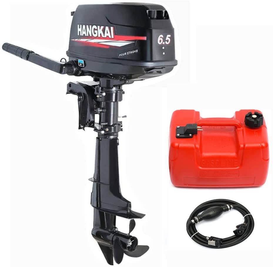 TFCFL 4-Stroke Boat Motor Heavy Duty 6.5HP Outboard Motor Boat Engine with Air Cooling System,Inflatable Fishing Boat Engine Short Shaft 123CC,5000-6000r/min