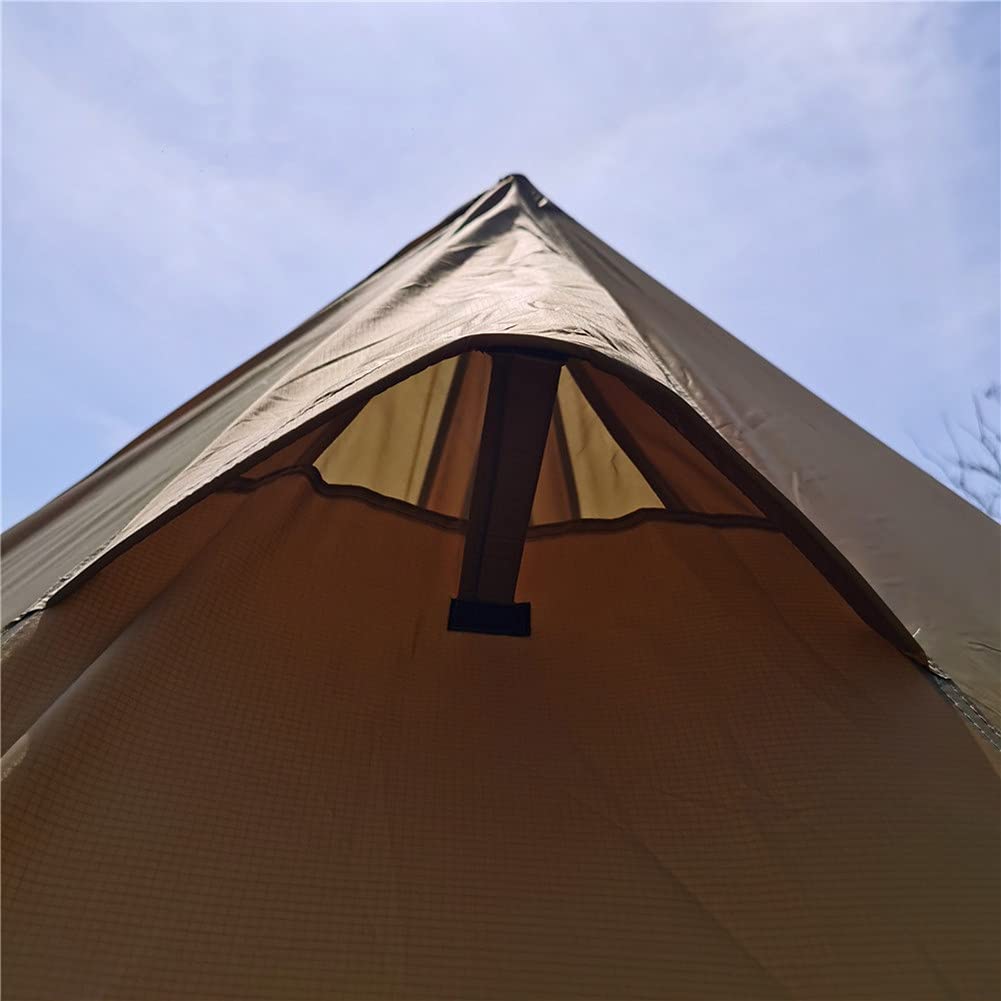 Genma0 Ultralight 2 Person Tipi Hot Tent with Fire Retardant Stove Jack for Flue Pipes with 2 Doors Brown Green (Brown-Green)