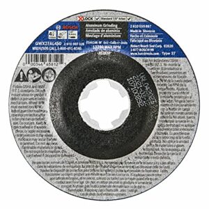 BOSCH GWX27AL450 4-1/2 In. x 1/4 In. X-LOCK Metal Grinding Abrasive Wheel 24 Grit Compatible with 7/8 In. Arbor Type 27 for Applications in Aluminum Grinding