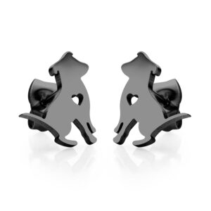 555jewelry stainless steel small dog stud earrings for ladies, hypoallergenic miniature dog earrings for women, tiny stud doggy earrings for women, small studs earrings, black