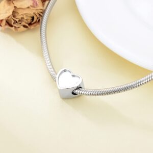 LONAGO Forever Sister Charm Personalized Photo Picture Sister's Love Heart CharmSterling Silver Fit Snake Bracelet Customized Image Bead for Women