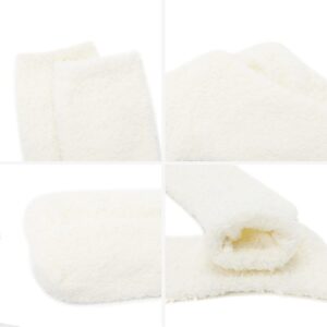 Zando Plush Slipper Socks Warm Winter Socks White Socks Sleep Sofa Slipper Socks Cute Fuzzy Socks Plush Crew Socks Fluffy Ankle Socks Thick Bed Socks Gifts for Women D 5/Pure White One Size